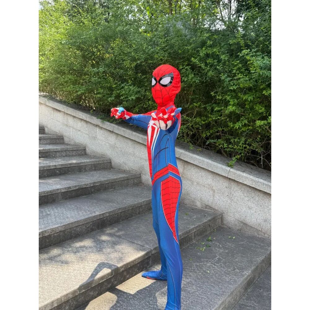 Kids Spiderman Costume 2pc - Mask + Jumpsuit Sized Chinese 140 (10-12yr Old) - Picture 4 of 5
